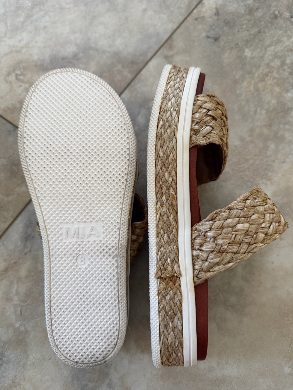 MIA Braided Tan Platform Slide Sandals - Picture 5 of 8